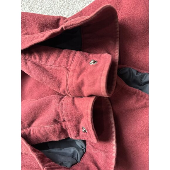 L.L.Bean Mens Vtg Size Large Maroon Lined Shirt Snap Jacket Medium - Picture 9 of 16